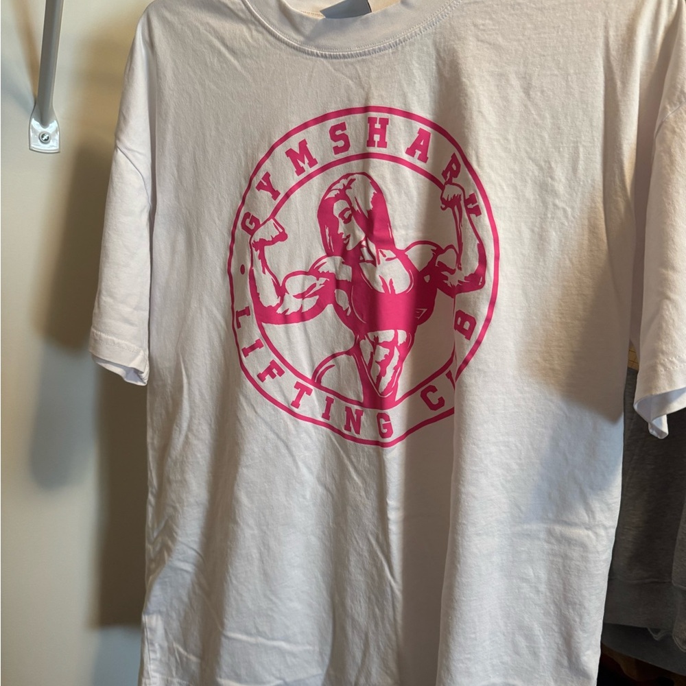 Gymshark White Tee with Pink Logo
